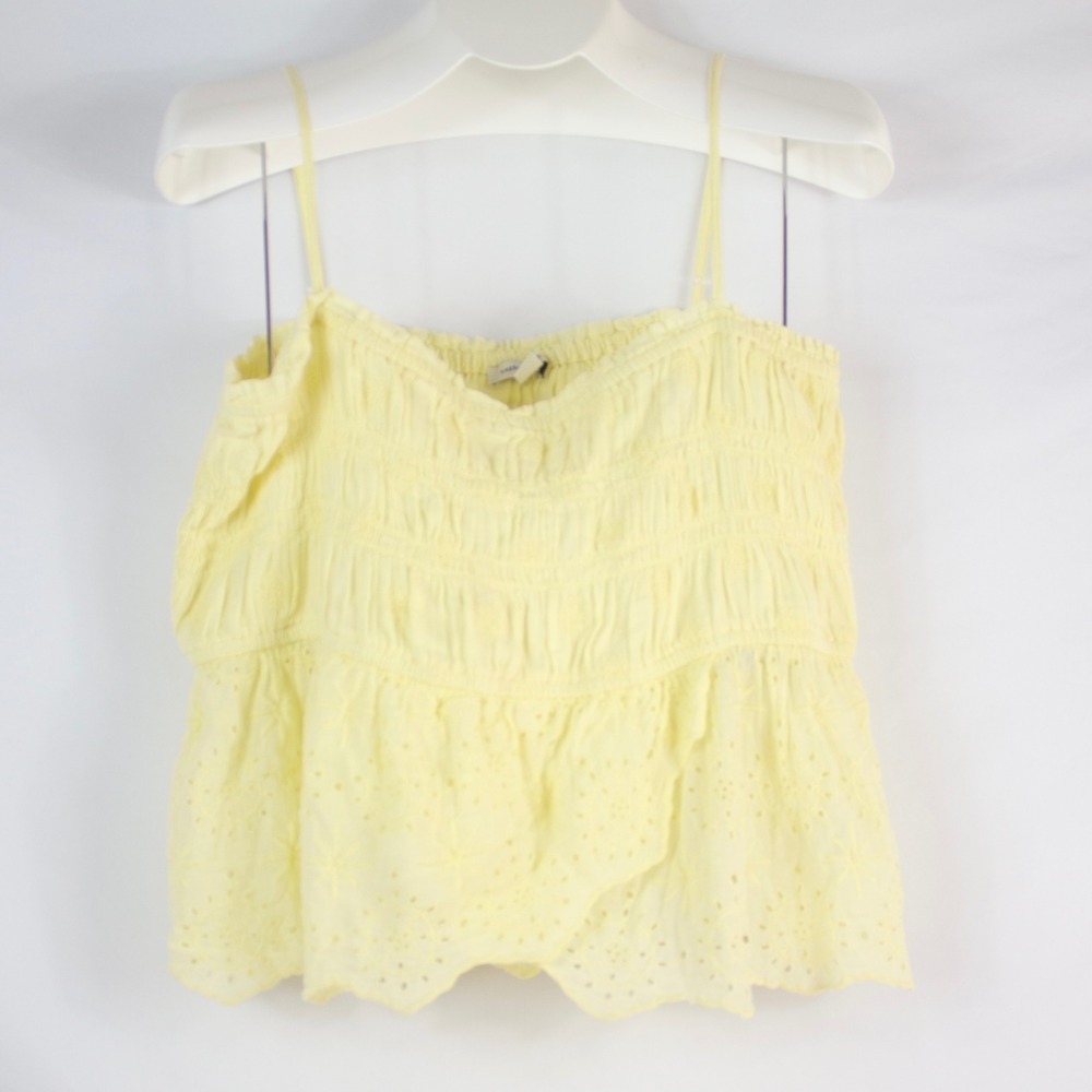 American Eagle Yellow Eyelet Smocked Cami Top Shirt Women's Size XL - NEW